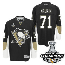 Women's Pittsburgh Penguins #71 Evgeni Malkin Black Stanley Cup Champions Home Throwback Jersey