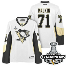 Women's Pittsburgh Penguins #71 Evgeni Malkin White Stanley Cup Champions Away Throwback Jersey