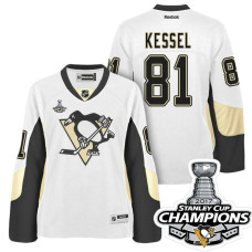 Women's Pittsburgh Penguins #81 Phil Kessel White Stanley Cup Champions Away Throwback Jersey