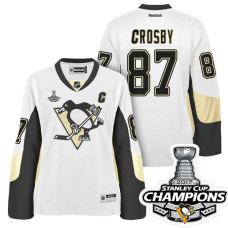 Women's Pittsburgh Penguins #87 Sidney Crosby White Stanley Cup Champions Away Throwback Jersey