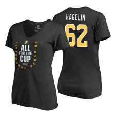 Women's Pittsburgh Penguins #62 Carl Hagelin 2018 Stanley Cup Playoffs Black T-Shirt