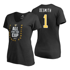 Women's Pittsburgh Penguins #1 Casey DeSmith 2018 Stanley Cup Playoffs Black T-Shirt