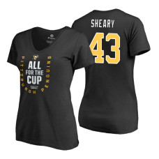 Women's Pittsburgh Penguins #43 Conor Sheary 2018 Stanley Cup Playoffs Black T-Shirt