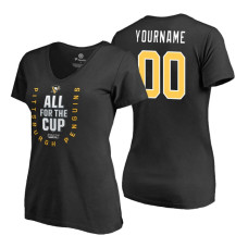 Women's Pittsburgh Penguins #00 Custom 2018 Stanley Cup Playoffs Black T-Shirt