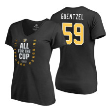 Women's Pittsburgh Penguins #59 Jake Guentzel 2018 Stanley Cup Playoffs Black T-Shirt