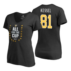 Women's Pittsburgh Penguins #81 Phil Kessel 2018 Stanley Cup Playoffs Black T-Shirt