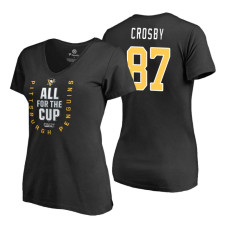 Women's Pittsburgh Penguins #87 Sidney Crosby 2018 Stanley Cup Playoffs Black T-Shirt