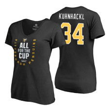 Women's Pittsburgh Penguins #34 Tom Kuhnhackl 2018 Stanley Cup Playoffs Black T-Shirt