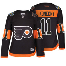 Women's Philadelphia Flyers #11 Travis Konecny Black 2017 Stadium Series Premier Jersey