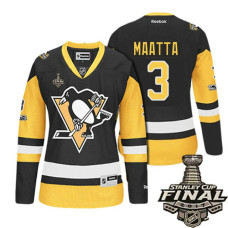 Women's Pittsburgh Penguins #3 Olli Maatta Black Three Patchs Premier Jersey