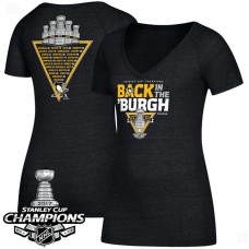 Women's 2017 Stanley Cup Champions Pittsburgh Penguins Black Celebration Roster T-shirt