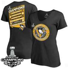 Women's 2017 Stanley Cup Champions Pittsburgh Penguins Black Forward V-neck T-shirt