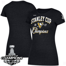 Women's 2017 Stanley Cup Champions Pittsburgh Penguins Black Script T-shirt