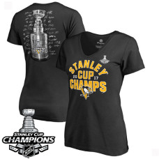 Women's 2017 Stanley Cup Champions Pittsburgh Penguins Black Shootout V-neck T-shirt