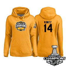 Women's #14 Pittsburgh Penguins Chris Kunitz Gold 2017 Stanley Cup Champions Pullover Hoodie With Hat