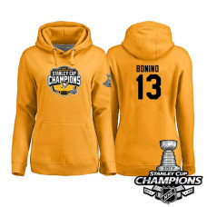 Women's #13 Pittsburgh Penguins Nick Bonino Gold 2017 Stanley Cup Champions Pullover Hoodie With Hat