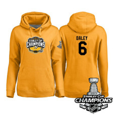 Women's #6 Pittsburgh Penguins Trevor Daley Gold 2017 Stanley Cup Champions Pullover Hoodie With Hat