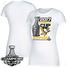 Women's 2017 Stanley Cup Champions Pittsburgh Penguins White Locker Room T-shirt