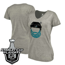 Women's San Jose Sharks Gray 2017 Stanley Cup PLayoff T-shirt