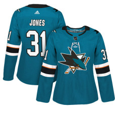 Women's San Jose Sharks #31 Martin Jones Teal Adizero Player Home Jersey