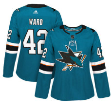 Women's San Jose Sharks #42 Joel Ward Teal Adizero Player Home Jersey