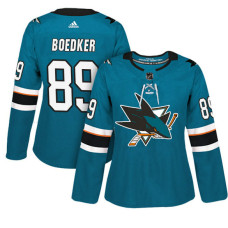 Women's San Jose Sharks #89 Mikkel Boedker Teal Adizero Player Home Jersey