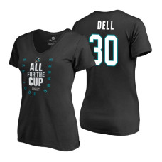 Women's San Jose Sharks #30 Aaron Dell 2018 Stanley Cup Playoffs Black T-Shirt