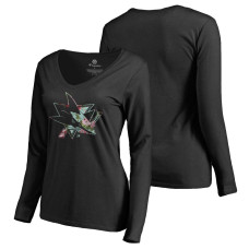 Women's San Jose Sharks Fanatics Branded Long Sleeve V-Neck T-shirt Black