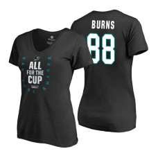 Women's San Jose Sharks #88 Brent Burns 2018 Stanley Cup Playoffs Black T-Shirt