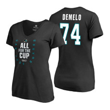 Women's San Jose Sharks #74 Dylan DeMelo 2018 Stanley Cup Playoffs Black T-Shirt