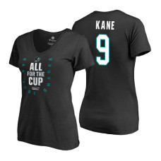 Women's San Jose Sharks #9 Evander Kane 2018 Stanley Cup Playoffs Black T-Shirt