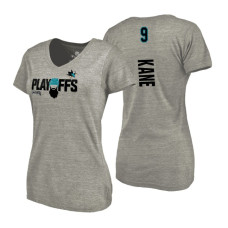 Women's San Jose Sharks #9 Evander Kane 2018 Stanley Cup Playoffs Gray T-Shirt