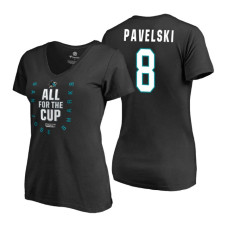 Women's San Jose Sharks #8 Joe Pavelski 2018 Stanley Cup Playoffs Black T-Shirt