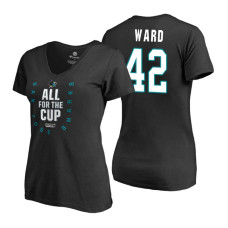 Women's San Jose Sharks #42 Joel Ward 2018 Stanley Cup Playoffs Black T-Shirt