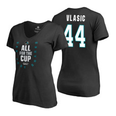 Women's San Jose Sharks #44 Marc-Edouard Vlasic 2018 Stanley Cup Playoffs Black T-Shirt