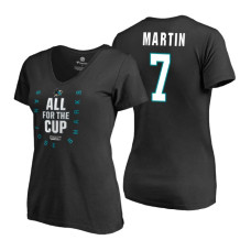 Women's San Jose Sharks #7 Paul Martin 2018 Stanley Cup Playoffs Black T-Shirt