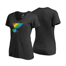 Women's St. Louis Blues Black Rainbow Pride V-neck T-shirt