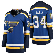 Women's #34 Jake Allen Blue Breakaway Player Jersey St. Louis Blues