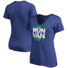 Women's Vancouver Canucks Royal RUN-CTY V-Neck T-shirt