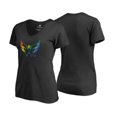 Women's Washington Capitals Black Rainbow Pride V-neck T-shirt