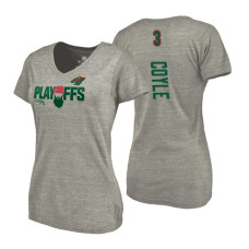 Women's Minnesota Wild #3 Charlie Coyle 2018 Stanley Cup Playoffs Gray T-Shirt