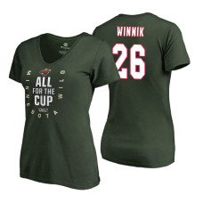 Women's Minnesota Wild #26 Daniel Winnik 2018 Stanley Cup Playoffs Green T-Shirt