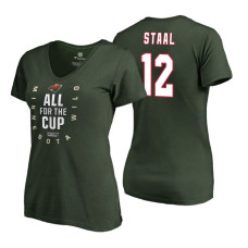 Women's Minnesota Wild #12 Eric Staal 2018 Stanley Cup Playoffs Green T-Shirt