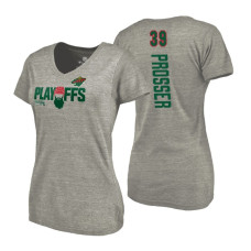 Women's Minnesota Wild #39 Nate Prosser 2018 Stanley Cup Playoffs Gray T-Shirt