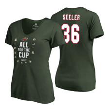 Women's Minnesota Wild #36 Nick Seeler 2018 Stanley Cup Playoffs Green T-Shirt