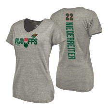 Women's Minnesota Wild #22 Nino Niederreiter 2018 Stanley Cup Playoffs Gray T-Shirt