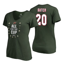 Women's Minnesota Wild #20 Ryan Suter 2018 Stanley Cup Playoffs Green T-Shirt