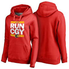 Women's Womens Calgary Flames Red RUN-CTY Pullover Hoodie