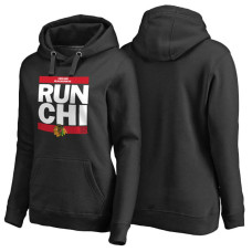 Women's Womens Chicago Blackhawks Black RUN-CTY Pullover Hoodie