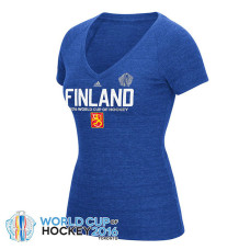 Women's Finland Hockey World Cup of Hockey 2016 Pride V-Neck Royal T-Shirt